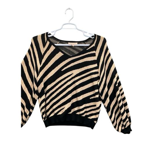 Philosophy Striped Sweater Sz Large Black Beige - Picture 2 of 12
